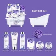 Body & Earth Bath Gift Sets for Women, 8 Pcs Lavender & Honey Spa Baskets Kit, Luxury Beauty Birthday Gifts Idea for Her