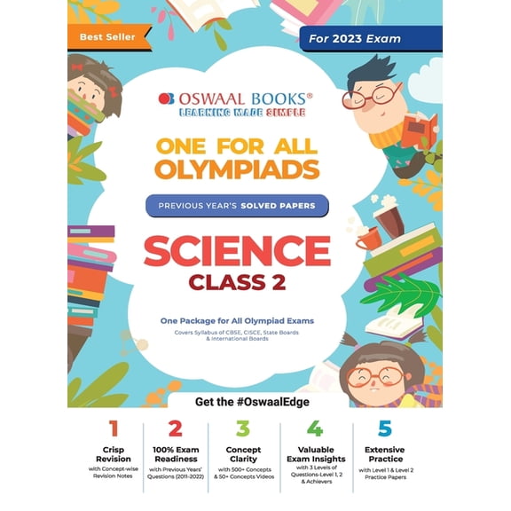 Oswaal One For All Olympiad Previous Years' Solved Papers, Class-2 Science Book (For 2023 Exam), (Paperback)