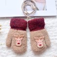 thumbnail image 2 of Guantes de invierno para niños y bebés, manoplas con cuello colgante de alce de dibujos animados, color Beige, 2 of 2