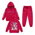 thumbnail image 1 of Pop cazadora para niña Demon Hunters Printed Anime Print Long-Sleeved Hooded Sweatshirt Set for Children 3-16 Years （Red）, 1 of 2