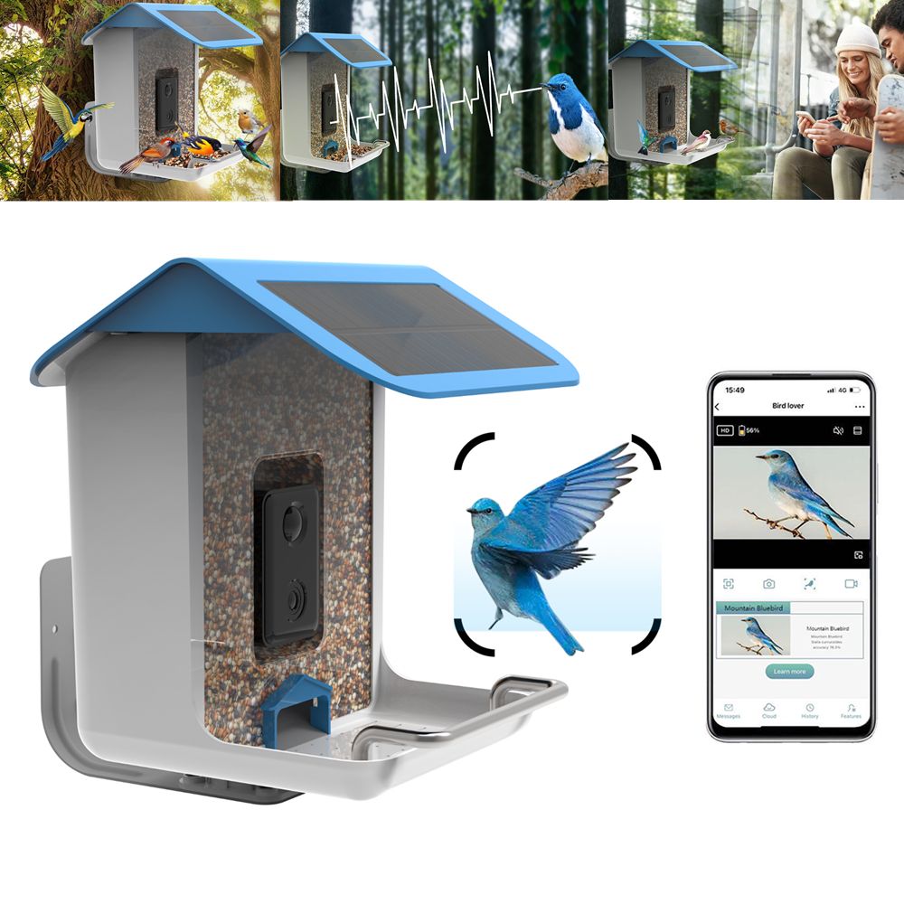 Smart Bird Feeder with Camera, Bird House with Camera and Solar Roof