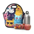 thumbnail image 6 of Pofeuu Colorful Cats Pattern Art Print Neoprene Lunch box Insulated Soft Bag Mini Cooler Thermal Meal Tote Kit for Boys, Girls,Men,Women,School,Work, Office,Black, 6 of 7