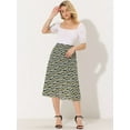 thumbnail image 3 of DARING DIVA Women's Elastic Waist A-Line Floral Print Midi Skirt M Black Blue, 3 of 6
