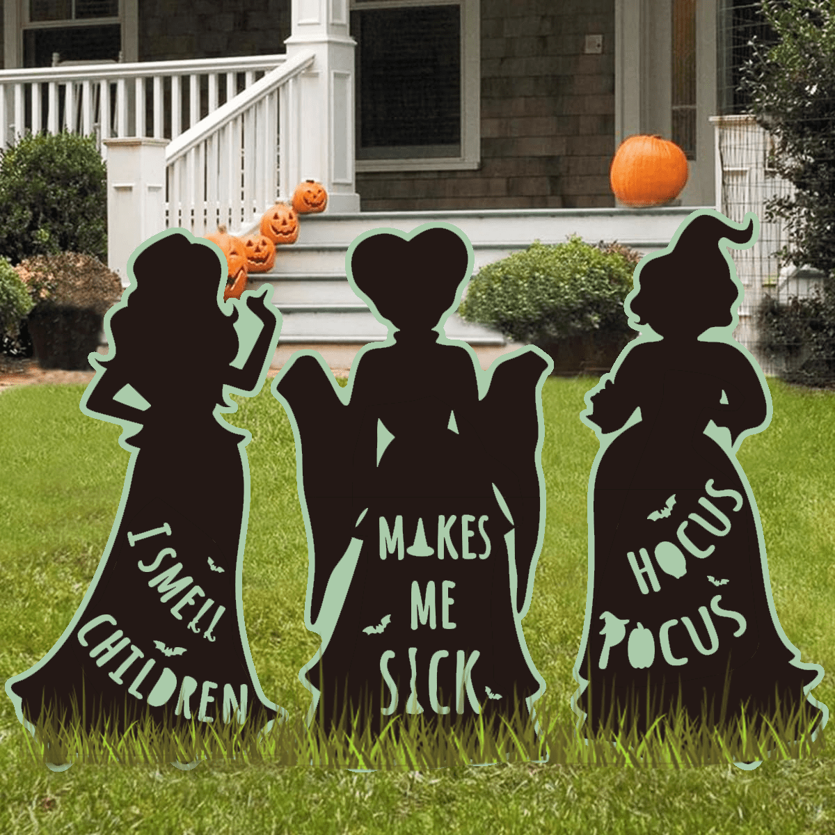 Halloween Decorations Outdoor,Glowing Hocus Pocus Witches Yard Signs with Stakes,Outside Yard Lawn Decor for Halloween Party,20.5 inches