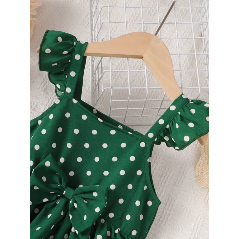 Kucnuzki Toddler Baby Girl Clothes 2T Spring Summer Dress 3T Classic Polka  Dot Prints Ruffles Slip Dress Green - Walmart.com