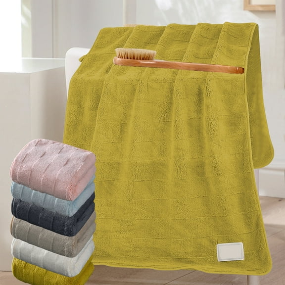 Xuniizn Bath Towel and Wash Cloths Set: 1xBath Towel, 100%Polyester, Highly Absorbent & Fade Resistant