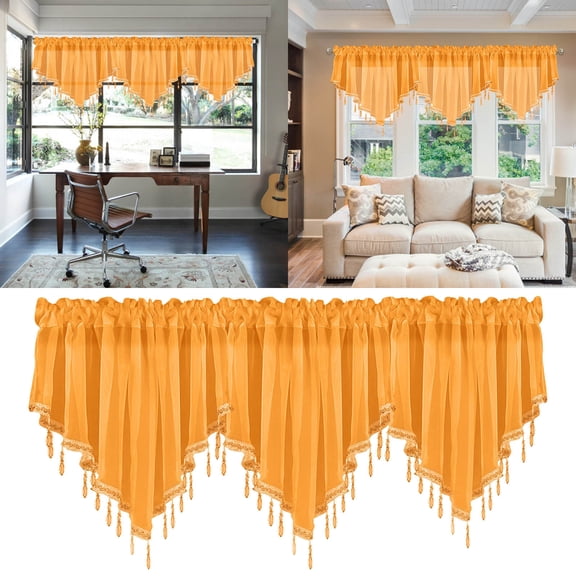 3Pc Curtains,3Pc Solid Color Finished Curtain Curtain Drapery 51X24 Bedroom Home Decor Triangle Curtain Curtain Screen Kitchen Short Curtain