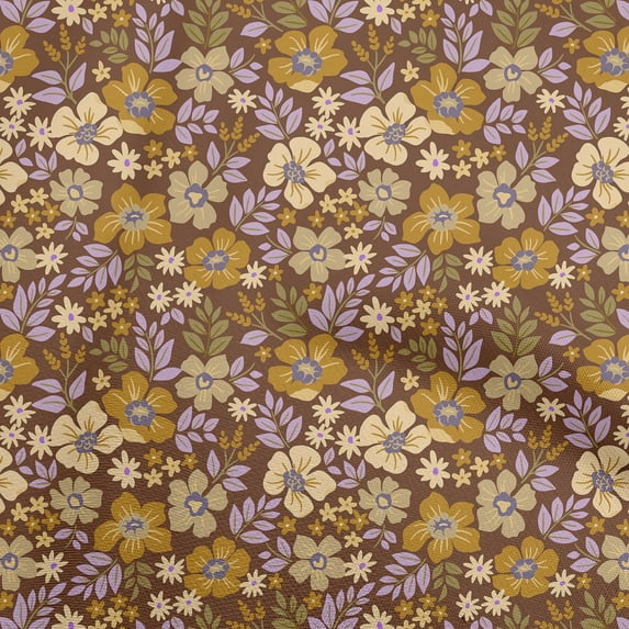 oneOone Viscose Chiffon Brown Fabric Asian Floral Sewing Fabric By The Yard Printed Diy Clothing Sewing Supplies 42 Inch Wide