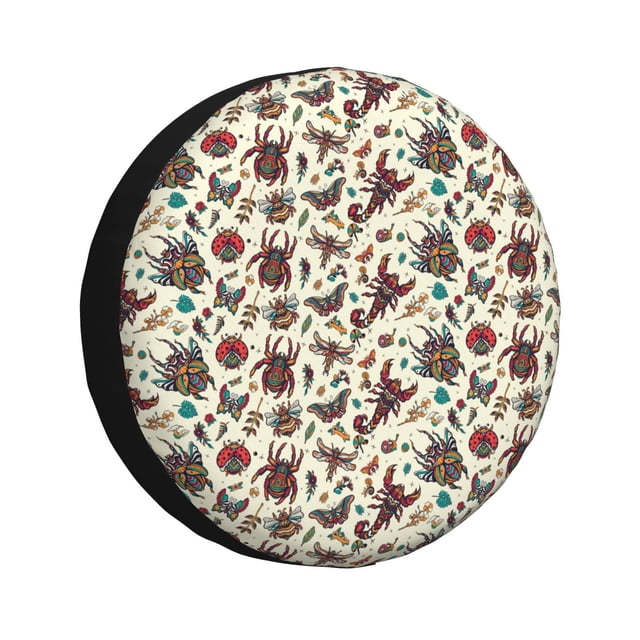 Fotbe Insects A Funda de Llanta de Repuesto con Estampado, Engrosada, Ajuste Universal para Jeep, Remolque, RV, SUV, Camión-17 inch