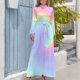 thumbnail image 4 of Vestido largo de noche con espiral en tonos pastel claro, vestido de mujer para mujer, 4 of 5