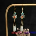 thumbnail image 5 of K-KED Jade Donut Earrings Women Natural Charm Chalcedony Delicate Jewelry Gemstones 925 Silver-White, 5 of 6