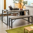 thumbnail image 2 of Dining Table Set for 4 with Benchs for Small Spaces, Gray, 2 of 8