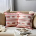 thumbnail image 2 of REGALWOVEN Boho Striped Decorative Throw Pillow Covers Pack of 2 Soft Square Cushion Covers for Sofa Bedroom Living Room Home Decor Pink 18" x 18", 2 of 7
