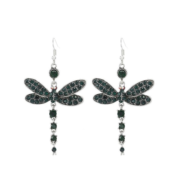 Nvzi-a Retro New Unique Design Style Dangle Drop Earrings for Women Ethnic Bohemian Vintage Jewelry （Green）