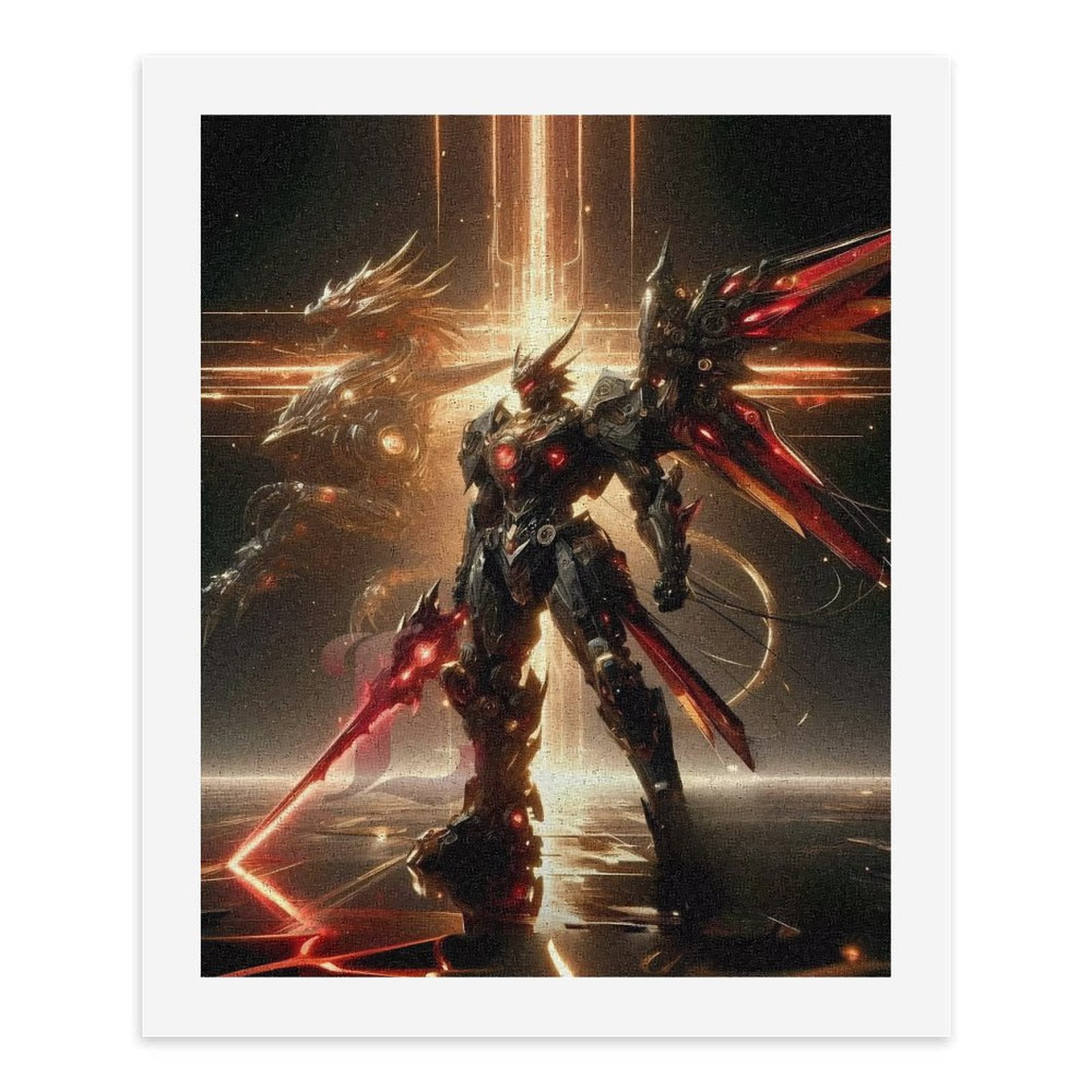 Paint By Numbers Kit for Adults Beginner - DIY Futuristic Mecha Dragon Warrior Canvas Painting Kits for Adults, Frameless Paint By Number for Adults for Home Wall Decor 16x20 Inch