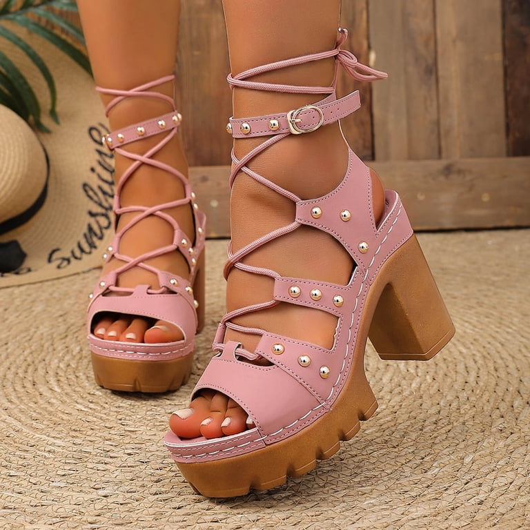 pink dress with brown sandals 4th of July Outfit (option 3)