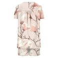 thumbnail image 5 of Jamicy Sleepwear for Fashion Casual Loose Stripe Printed Round Neck Button Shorts Short Sleeve Comfortable Ladies Pajamas Set Rose Gold, 5 of 6
