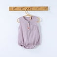 thumbnail image 2 of Loopsun Toddler Romper, Toddler Kids Girls Boys Short Sleeve Solid Color Button Pocket Jumpsuit Romper Purple 9-12 Months, 2 of 4