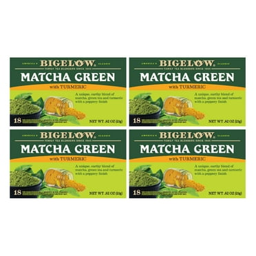 Bigelow Matcha Green Tea with Turmeric, Green Tea Bags, 72 Count (4 Packs of 18)