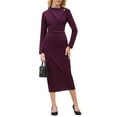 thumbnail image 2 of INSPIRE CHIC Women's Elegant Pencil Dress Lapel V Neck Long Sleeve 2025 Trendy Work Knee Length Dresses XL Purple, 2 of 5