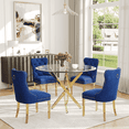 thumbnail image 5 of Round Table Set for 4, 36" Tempered Glass Gold Legs Dining Table with Dining Chairs for Dining Room, Kitchen, Meeting Room, 5 of 9
