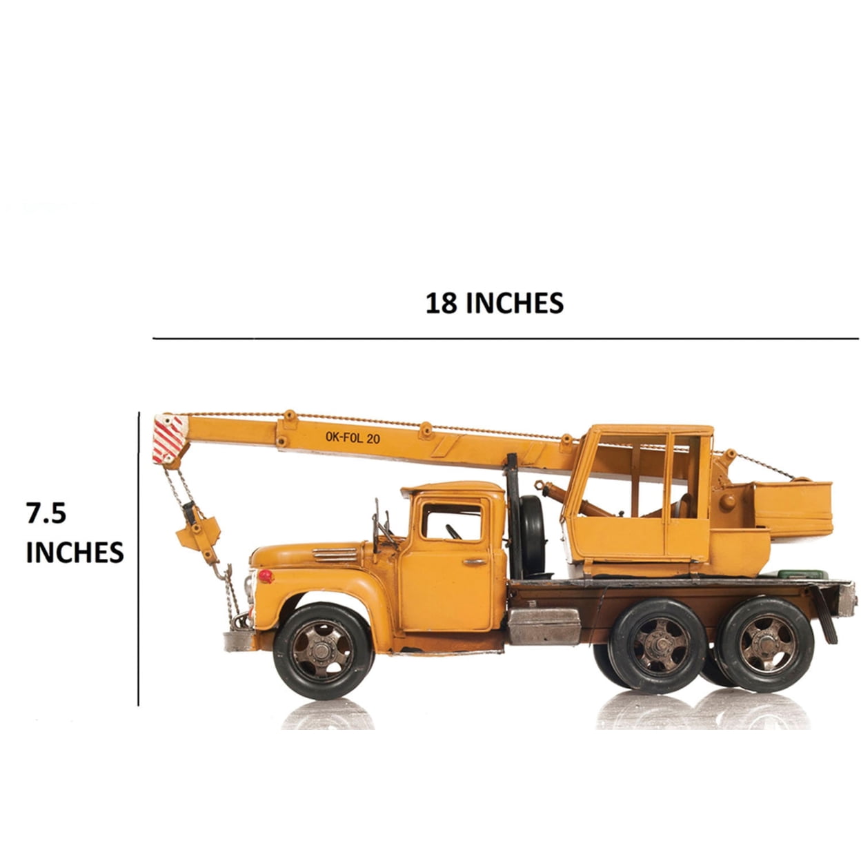 Old Modern Handicrafts Metal Handmade Tin Crane Truck Model