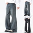 thumbnail image 2 of Luwomo Men's Jeans Relaxed Fit Flowy Long Straight Wide Leg High Waist Loose Streetwear Male Denim Pants, 2 of 5