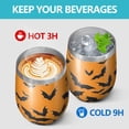 thumbnail image 4 of 12oz Stemless Wine Tumblers Halloween Bat Silhouette Pattern Vacuum Insulated Stainless Steel Travel Tumbler Cups Mug with Lid and Straw for Champaign,Cocktail,Beer with Cleaning Brush, 4 of 5