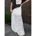 thumbnail image 4 of Women'S Elastic High Waisted Flowy A-Line Maxi Lace Skirt Summer Casual Long Skirts White S, 4 of 9