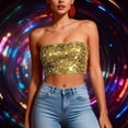 thumbnail image 4 of EaskTriop Sequin Strapless Tube Top for Women, Sparkly Bandeau Bra Cropped Tank Top Shiny Glitter Party Clubwear Comfortable Bralette, 4 of 6