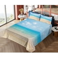 thumbnail image 4 of Ambesonne Nature Fitted & Top Sheet Set with Shams, Tropical Sea Coast Sky, Cream Blue, 4 of 5