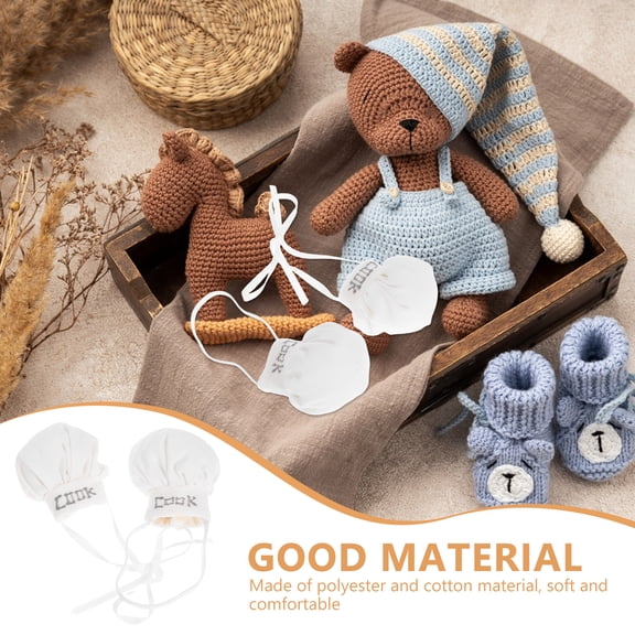 OFFIGAM Set of 2 Mini White Chef Hats for Dolls and Stuffed Animals, Polyester Cook Hat Accessories for Doll Crafting