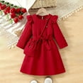 thumbnail image 2 of Auroural Fall Long Sleeve Dresses for Girls Fashion Solid Color Square Collar Long Sleeve Ruffled Edge Dress Princess Skirt 4-5Years, 2 of 5