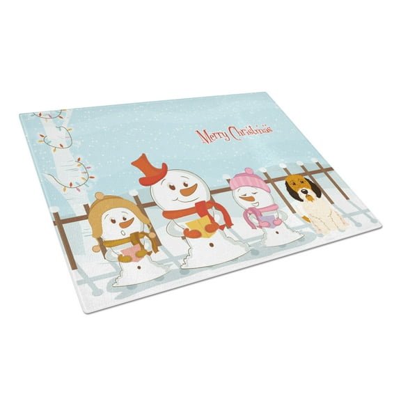 Merry Christmas Carolers Petit Basset Griffon Veenden Glass Cutting Board Large