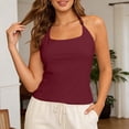 thumbnail image 2 of WEIWEN Halter Tank Tops for Women Tie Back Backless Cami Vest Summer Scoop Neck Sleeveless Workout Going Out Tops Red, S, 2 of 6