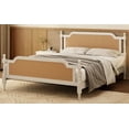 thumbnail image 3 of Euroco Rattan Queen Size Platform Bed for Living Room for Adults, Antique White, 3 of 8