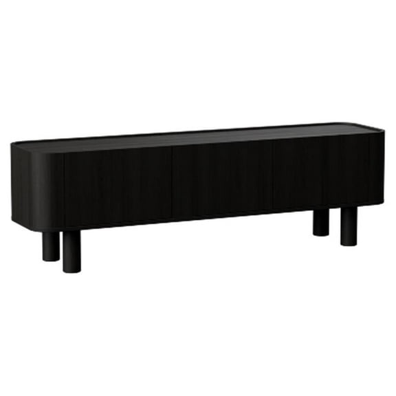 21.65''H Contemporary Solid Wood TV Stand in Dark Oak