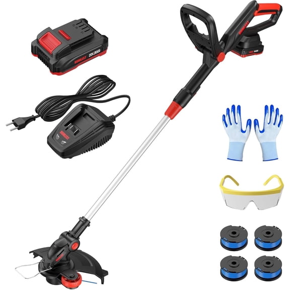 Cordless String Trimmer with Auto Feed 2 in 1 Electric Grass Trimmer Battery Powered 13" Edger and Weed Trimmer