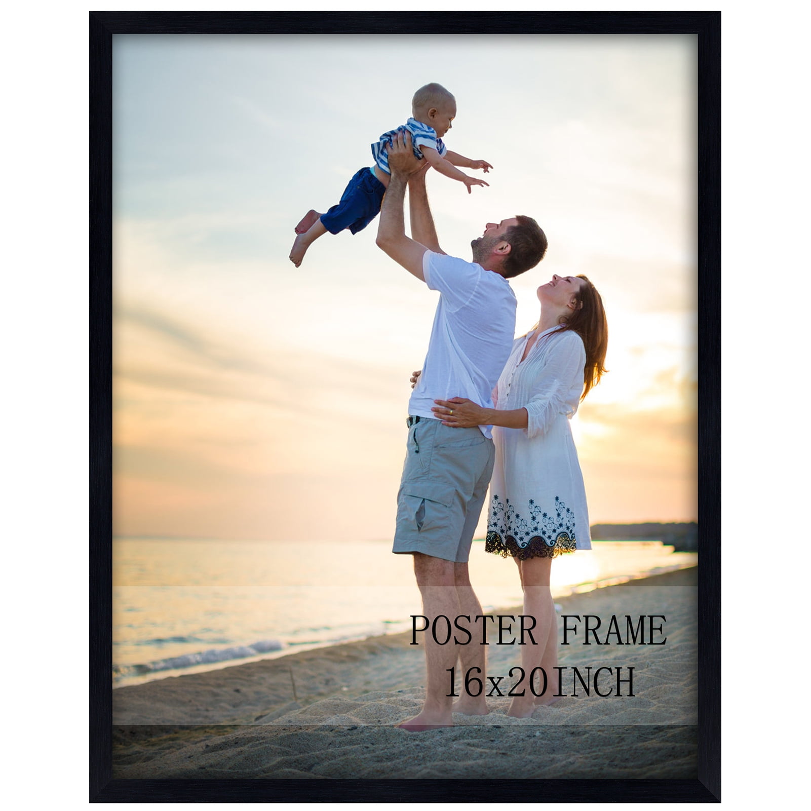Americanflat 16x22 Poster Frame with 12x18 Mat Black Wooden
