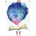 thumbnail image 1 of Watercolor Open Book Magic Cloud Throw Blanket for Couch Bed Soft Cute Fleece Fuzzy Spring Summer Throw Blankets Cozy Living Room Throw Blanket for Chair, 1 of 5