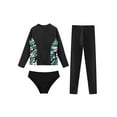 thumbnail image 3 of Haitryli Kids Girls 3Pcs Rash Guard Swimwear Set Long Sleeve Zipper Swimsuit with Swim Leggings Briefs Black 10, 3 of 7