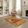 thumbnail image 2 of ODIKA 4'x6' Washable Area Rug Retro 70S Colored Mid Century Striped Bordered Sunset Vinyl Record Playful for Bedroom, Reading Nook, Pet Friendly & Non-Shedding, 2 of 7