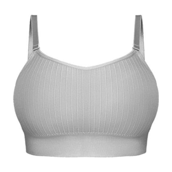 Xfvqtps Sports Bra for Women Adjustable Spaghetti Strap Padded Backless Ribbed Knit Elastic Yoga Bras Gray