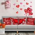thumbnail image 4 of Happy Valentines Day Pillow Covers 18x18 Set of 4 Red Love Heart Gnomes Velvet Throw Pillow Covers Stripe Love Romantic Pillow Cases Cushion Covers for Sofa Couch Outdoor Decoration(18 Inch), 4 of 5