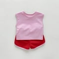 thumbnail image 7 of Baby Girls Autumn Strawberry Print Sleeveless Vest Shorts Outfits Set Clothes, 7 of 7