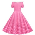 thumbnail image 3 of Dvprdro Robe de Bal pour Femme Invitée de Mariage Mode Vintage à Pois Imprimée Manches Courtes Ligne A Évasée Cocktail Fête Robe Midi, 3 of 5