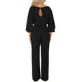 thumbnail image 4 of Rutainlusire Women's 3/4 Sleeve Jumpsuit Ladies' Autumn and Winter Solid Color Round Neck Jumpsuit with Belt Tie for Slimming Effect, 4 of 6