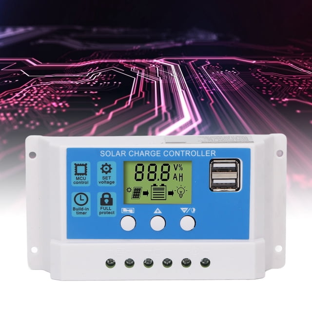 Panneau Solaire Double USB PWM, Régulateur de Régulateur Solaire PWM Régulateur de Batterie 12/24V Régulateur Solaire Réglable Automatique