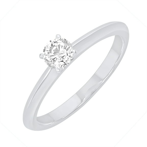 1/3 Carat Diamond Solitaire Engagement Ring in 14K White Gold (Ring Size 7)