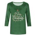 thumbnail image 4 of Bcresic Christmas Shirts for Women Glitter Light Up Xmas Tree Print 3/4 Sleeve Tops Cotton Crewneck Pullover Blouse Cute Classic Basic Tee Shirt Christmas Holiday Gifts Tunic Tshirt,#03_Green,Small, 4 of 4